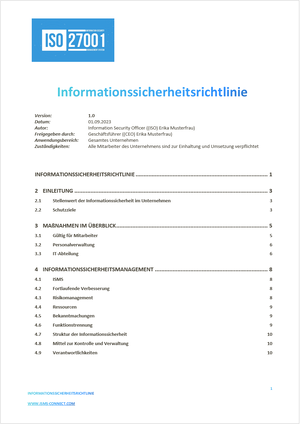 Vorlage: Informationssicherheitsrichtlinie - Deckblatt